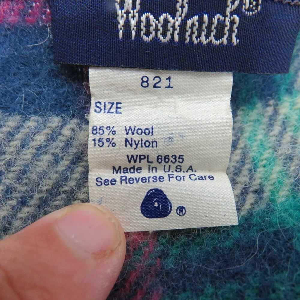 Vintage Woolrich Scarf Blue Red Green Yellow Plaid Wool Made‎ in USA 90s